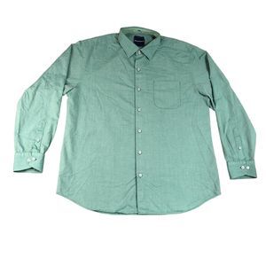 Tommy Bahama‎ Shirt Mens Large Green Teal Button Up Pocket Collar Preppy Outdoor